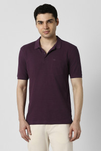 PETER ENGLAND Solid Men Polo Neck Purple