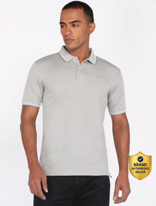 PETER ENGLAND Solid Men Polo Neck Grey