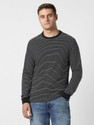 PETER ENGLAND Striped Men Crew Neck Black