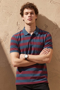 PETER ENGLAND Striped Men Polo Neck Multicolor