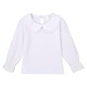Peter Pan Collar Shirt Toddler Baby Girls White Blouse Puff Sleeve Top