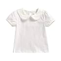 Peter Pan Collar Shirt Toddler Baby Girls White Blouse Puff Sleeve Top