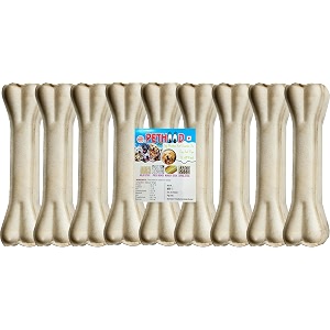 dog chew bones for adult dogs 8 inch - 9 pcs  rawhide  calcium chewing bone  8 inches  pet haddi treat for all dogs  large  all life stages  rich protein  chicken flavour