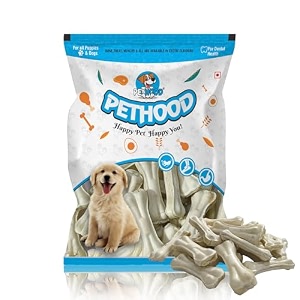 4 inch rawhide dog chew bones 1kg  chicken flavour dog treats for young amp medium dogs  long-lasting dental chews  high protein low fat  no added colours