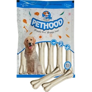 dog chew bones for adult dogs 8 inch - 3 pcs  rawhide  calcium chewing bone  8 inches  pet haddi treat for all dogs  large  all life stages  rich protein  chicken flavour
