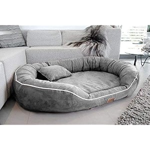 polycotton medium dog bed-for small amp medium dogs washable-pet bed for small amp medium dogcat with slip-resistant bottom- grey-55 x 46 x 22 centimeters