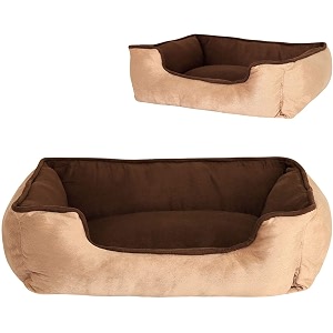 velvet premium extra large dog bed for extra large dogs washable-orthopedic big dog beds slip-resistant bottom-goldenbrown -95 x 73 x 22 centimeters