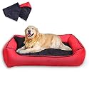 Velvet, Premium Extra Large Dog Bed For Extra Large Dogs Washable-Orthopedic Big Dog Beds Slip-Resistant Bottom-Red -95 X 73 X 22 Centimeters