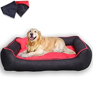 premium large dog bed for large dogs washableorthopedic big dog beds slip-resistant bottomblack velvet cotton66 x 53 x 22 centimeters