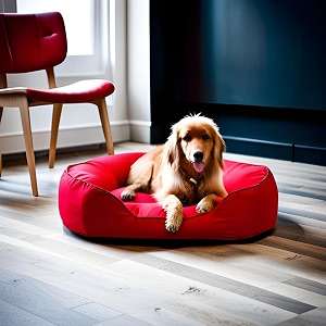 polycotton premium large dog bed for large dogs washable-orthopedic big dog beds slip-resistant bottom- red -66 x 53 x 22 centimeters