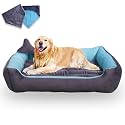 Premium Small Dog Bed-for Small Dogs Washable-Pet Bed for Puppy and Kitten with Slip-Resistant Bottom- Grey &amp; Sky Blue-48 x 40 x 22 Centimeters, Velvet