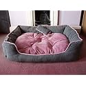 Cotton Premium Small Dog Bed-For Small Dogs Washable-Pet Bed For Puppy And Kitten With Slip-Resistant Bottom- Pink &amp; Grey -48 X 40 X 22 Centimeters