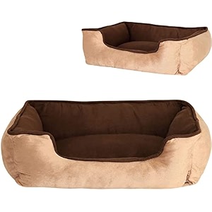 velvet premium xl size dog bed for large dogs washable-orthopedic big dog beds slip-resistant bottom-goldenbrown -76 x 61 x 22 centimeters