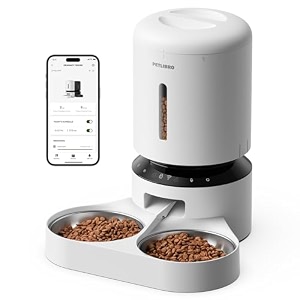 petlibro 5l automatic cat feeder for 2 cats 5gamp24g wi-fi programmable cat food dispenser with dual stainless steel bowls airtight lock fresh technology low food sensor