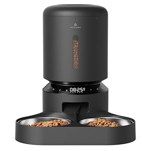 petlibro automatic cat food dispenser for two cats 5l auto cat feeder dry food dispenser with splitter amp 2 stainless bowls 10s meal call and timer setting 50 portions 6 meals per day for cat and dog
