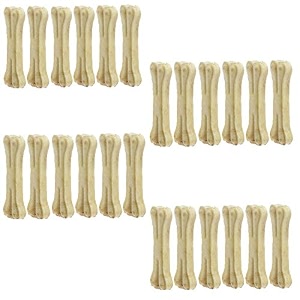 petlicious amp more rawhide bones for dogs - 6 inch pressed calcium chew bones for puppy treats pack of 24