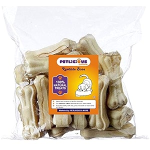 petlicious amp more rawhide bones for dogs - 3 inch pressed calcium chew bones for puppy treat pack of 24
