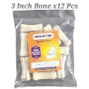Petlicious &amp; More Dog Bones Rawhide Bone 3 Inch Pressed Bonedog Bone (Pack of 12)