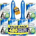 PetLovers Lint Rollers for Pet Hair Extra Sticky 6 Pack - Lint Remover for Clothes