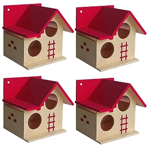 petnest bird house for balcony and garden hanging for love birds sparrow hummingbird kingfisher birds nest for balcony made with russian wood with hanging and- deco6 pack of 4 pack of 4