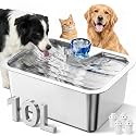 PETNF 2.6-Gallon 304 Stainless Steel Dog Water Fountain for Large Dogs, Extra Wide Drinking Area, Automatic Water Bowl Dispenser for Large Dogs & Multi-Pet Homes, 7-Stage Filtration System, Quiet Pump