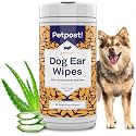 Petpost Large Dog Ear Cleaner Wipes | Ultra Soft XL Cotton Pads in Coconut Oil Aloe Solution | Remedy for Dog Ear Rinse &amp; Cleanser 60 ct.