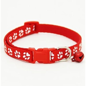 petra39s small pet collar adjustable size in red color pow printed desiging collar for puppy kitten small cat red