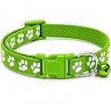 Petra's Small Pet Collar Adjustable Size in Red Color Pow Printed Desiging Collar for Puppy Kitten Small cat (Green)