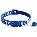 Petra's Small Pet Collar Adjustable Size in Red Color Pow Printed Desiging Collar for Puppy Kitten Small cat (Blue)