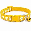 Petra's Small Pet Collar Adjustable Size in Red Color Pow Printed Desiging Collar for Puppy Kitten Small cat (Yellow)
