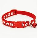 Petra's Small Pet Collar Adjustable Size in Red Color Pow Printed Desiging Collar for Puppy Kitten Small cat (Red)
