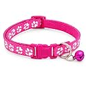 Petra's Small Pet Collar Adjustable Size in Red Color Pow Printed Desiging Collar for Puppy Kitten Small cat (Pink)