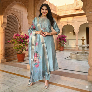 Petromen Embroidered Kurta Salwar Dupatta Set