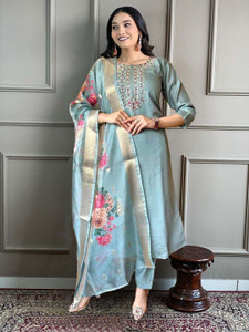 Petromen Embroidered Kurta Salwar Dupatta Set
