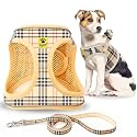 A+a Pets' Bur-Berry Checks Dog Harness &amp; Leash Set – Adjustable Padded Step-in No-Pull Harness Belt Combo (L)