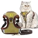 A+a Pets' Suede Harness &amp; Leash Set for Cats, Small Dogs | Escape Proof | Night Safety Reflective Strips | 2 Leash Points (M, Military Green)
