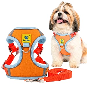 aa pets39 suede harness amp leash set for cats small dogs  escape proof  night safety reflective strips  2 leash points l orange