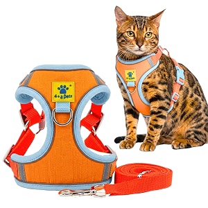 aa pets39 suede harness amp leash set for cats small dogs  escape proof  night safety reflective strips  2 leash points s orange