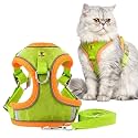 A+a Pets' Suede Harness &amp; Leash Set for Cats, Small Dogs | Escape Proof | Night Safety Reflective Strips | 2 Leash Points (M, Lime Green)