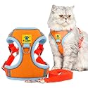 A+a Pets' Suede Harness &amp; Leash Set for Cats, Small Dogs | Escape Proof | Night Safety Reflective Strips | 2 Leash Points (M, Orange)