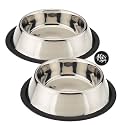 The Pets Company Stainless Steel Dog Feeding Bowl, Small Dogs (Set of 2)