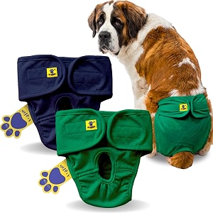 aa pets39 maa39 cotton dog underwear diaper combo  stretchable comfortable washable amp reusable xxl navy amp green set