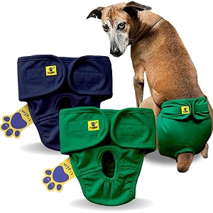 aa pets39 maa39 cotton dog underwear diaper combo  stretchable comfortable washable amp reusable l navy amp green set