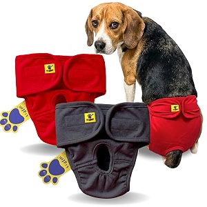 aa pets39 maa39 cotton dog underwear diaper combo  stretchable comfortable washable amp reusable m red amp grey set