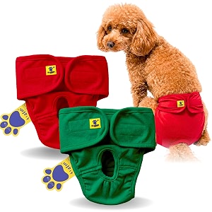 aa pets39 maa39 cotton dog underwear diaper combo  stretchable comfortable washable amp reusable s red amp green set