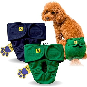 aa pets39 maa39 cotton dog underwear diaper combo  stretchable comfortable washable amp reusable s navy amp green set
