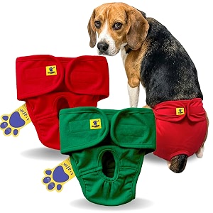 aa pets39 maa39 cotton dog underwear diaper combo  stretchable comfortable washable amp reusable m red amp green set