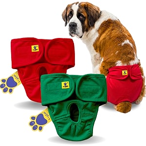 aa pets39 maa39 cotton dog underwear diaper combo  stretchable comfortable washable amp reusable xxl red amp green set