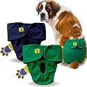 A+a Pets' MAA' Cotton Dog Underwear Diaper Combo – Stretchable, Comfortable, Washable &amp; Reusable (XXL, Navy &amp; Green Set)