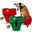 A+a Pets' MAA' Cotton Dog Underwear Diaper Combo – Stretchable, Comfortable, Washable &amp; Reusable (L, Red &amp; Green Set)